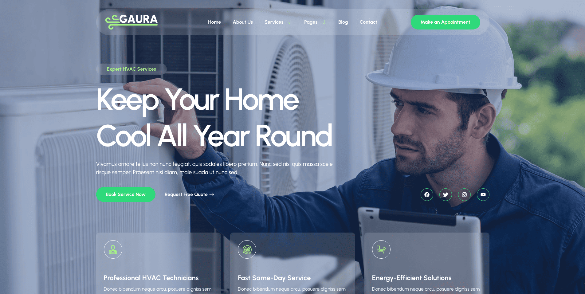 HVAC contractor website example Houston