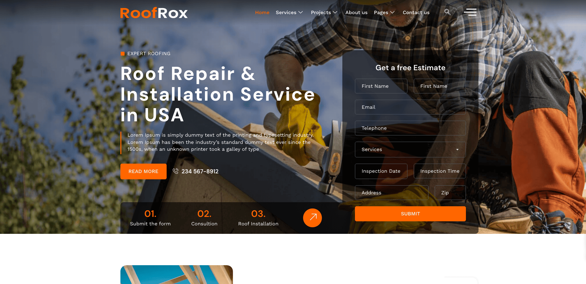 Roofing contractor job site